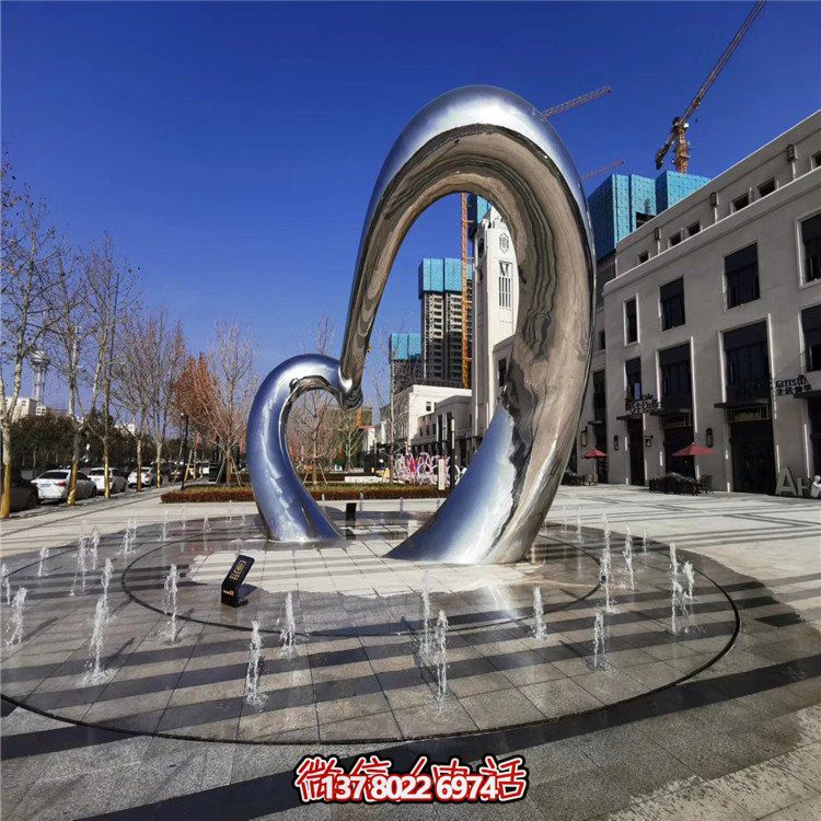 不銹鋼圓形雕塑精致工藝，拋光鏡面，抽象藝術(shù)