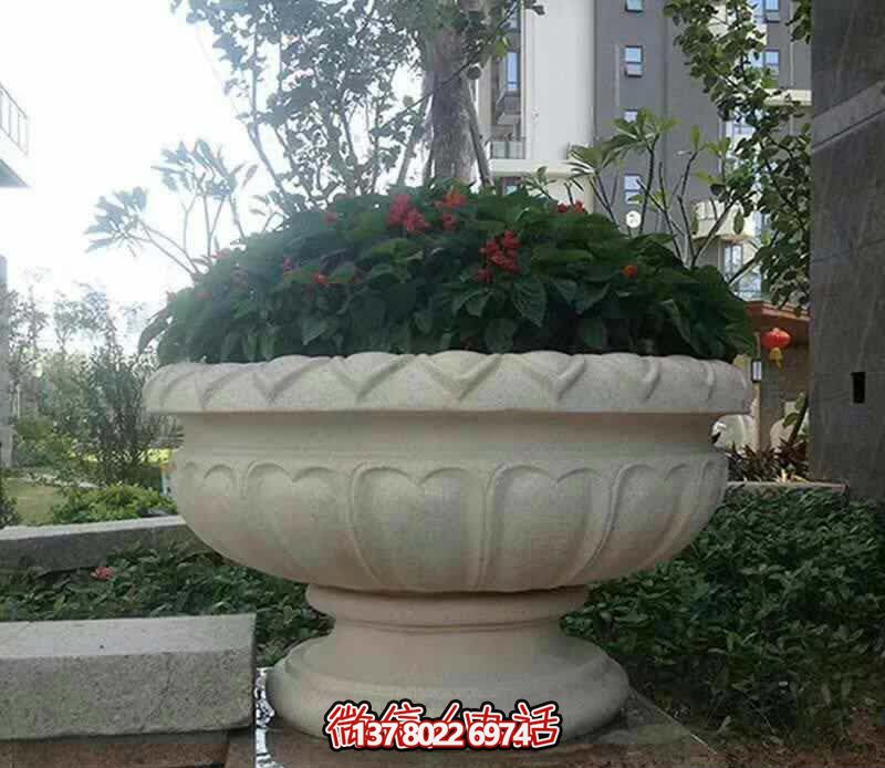 精美巨型大理石石雕花盆雕塑，讓你的別墅街道更加精彩