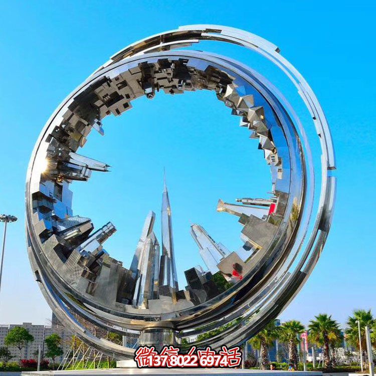 不銹鋼抽象齒輪雕塑，點綴園林景觀