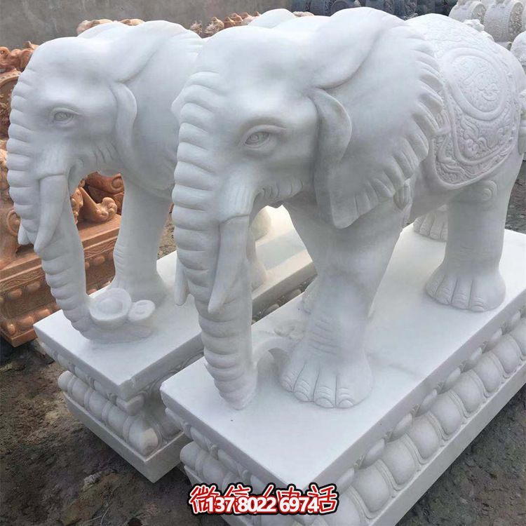 雕塑藝術(shù)融入園林景觀，漢白玉大象石雕點(diǎn)綴戶(hù)外