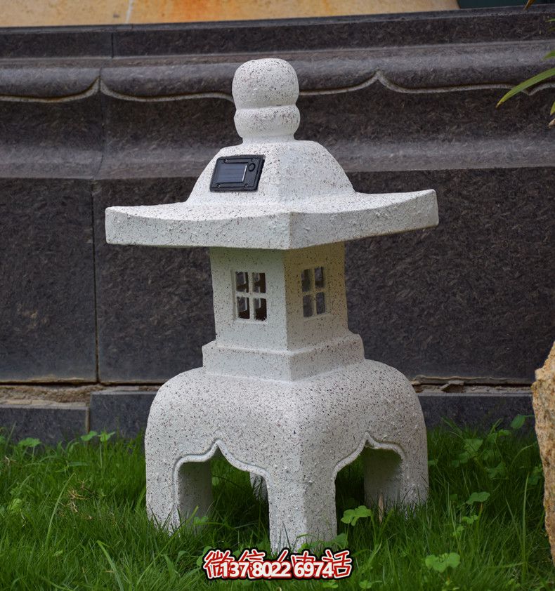 太陽(yáng)能石燈，復(fù)古中式裝飾戶(hù)外景觀燈