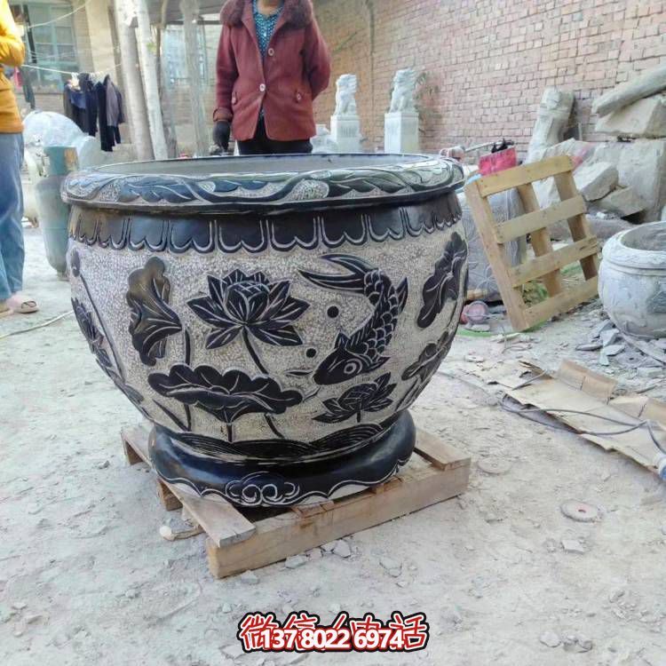 天然石頭缸，仿古雕刻，裝點家園