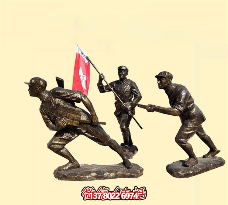 玻璃鋼八路軍雕塑，創(chuàng)意奔跑廣場(chǎng)裝飾
