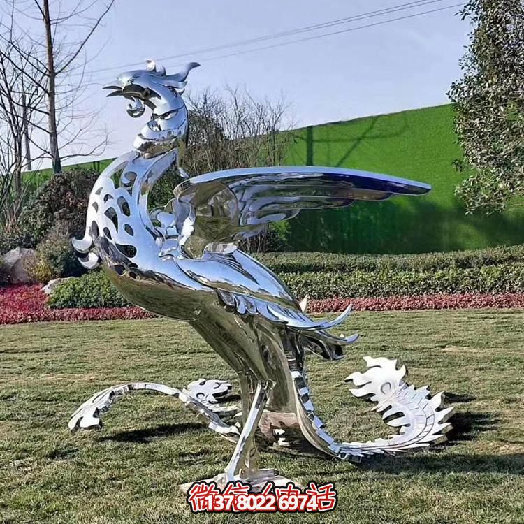 精美不銹鋼鳳凰雕塑，裝飾您的室外景觀